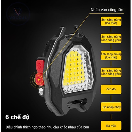 Đèn pin móc khóa đa năng mini 5in1, đèn led siêu sáng, pin sạc, có nam châm, còi cảnh báo - Hàng chính hãng