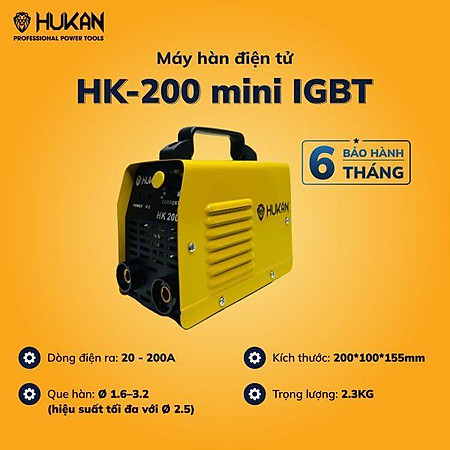 MÁY HÀN ĐIỆN TỬ 200A MMA-200 IGBT HUKAN  - HÀNG CHÍNH HÃNG