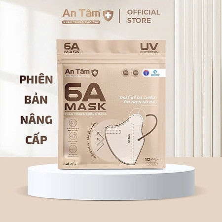Combo 5 Túi Khẩu Trang Y Tế Kháng Khuẩn Chống Nắng 6A An Tâm -10 Cái/Túi