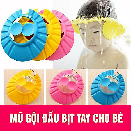 COMBO 2 Nón Gội Đầu An Toàn Cho Bé Mũ Gội Đầu Chắn Nước Che Tai – Giao Màu Ngẫu Nhiên