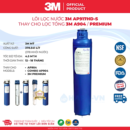 Lõi Lọc Nước 3M AP917HD-S Thay Cho Máy Lọc Tổng Đầu Nguồn 3M AP904 - Nhập Khẩu Mỹ, Hàng Chính Hãng 3M