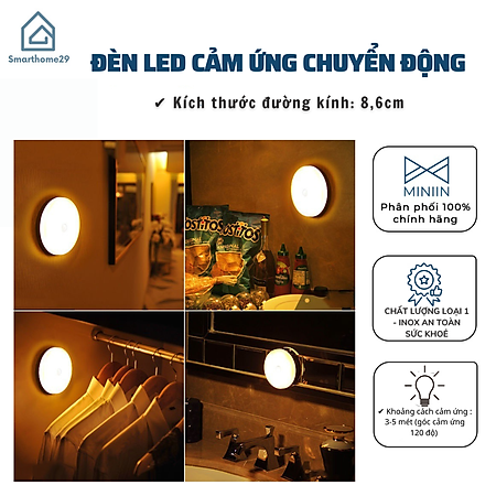 Đèn Cảm Ứng Chuyển Động, Đèn Led Thông Minh Dán Tường Không Dây, Góc Cảm Ứng Rộng, Thích Hợp Cho Mọi Không Gian - HÀNG CHÍNH HÃNG MINIIN