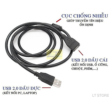 Cáp USB nối dài 1.5M CHỐNG NHIỄU Hàng Nhập Khẩu