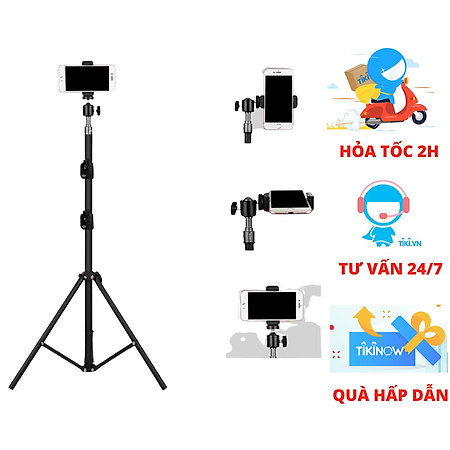 Chân đế điện thoại, máy ảnh  dùng để livestream, chụp ảnh, quay tiktok, kiêm gắn đèn livestream , tặng kèm remote bluetooth - Hàng chính hãng