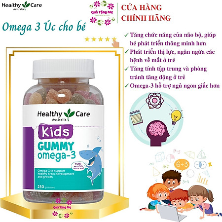 Omega 3 cho bé Healthy Care Kids Gummy Hỗ trợ phát triển trí tuệ toàn diện, tăng cường thị lực, Giúp bé học tập và ghi nhớ tốt hơn (dạng kẹo)- QuaTangMe Extaste