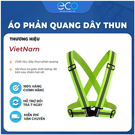 Áo phản quang xanh lá đi phượt loại tốt có khoá cài, dây đai thun độ phát sáng ban đêm tốt
