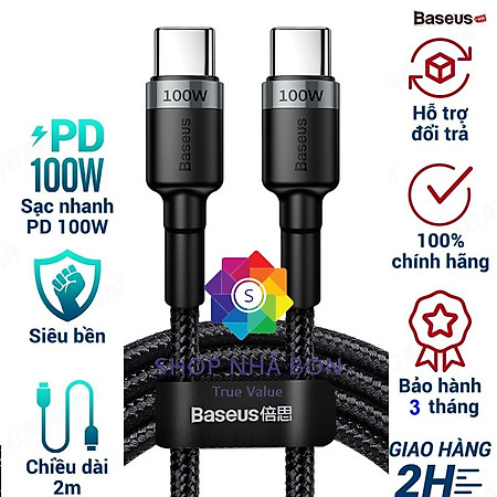 Dây cáp sạc nhanh 100W chuẩn PD 2.0 Type C to type-c QC 3.0 hiệu Baseus Cafule type c to Type C cho iPad Pro 2018 / 2020 / Samsung / Huawei / Xiaomi / Tablet / Macbook / Laptop Type C - Hàng nhập khẩu