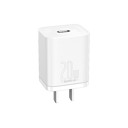 Củ sạc nhanh 20W Baseus chuôi dẹt chất liệu ABS cao cấp ngắt nguồn thông minh cho Smartphone/Tablet ( 2 màu)- Hàng chính hãng
