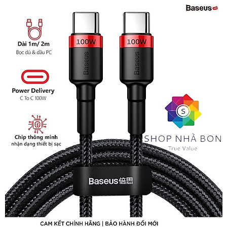 Cáp Sạc Baseus 100W Type-C to Type-C - Hàng Chính Hãng