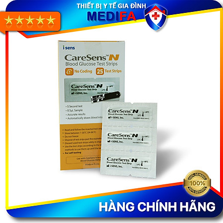 Que thử đường huyết CareSens N (vỉ 25 que) - thương hiệu Hàn Quốc