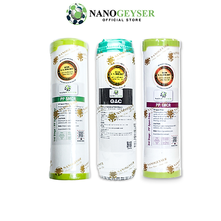 Bộ 3 lõi lọc nước 123 dùng cho các dòng máy RO, Lõi PP 5 Micron, GAC, PP 1 Micron - Hàng Chính Hãng