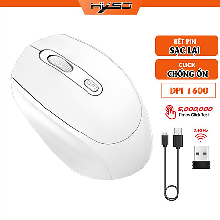 Chuột không dây HXSJ M107 wireless 2.4Ghz  sạc pin, chồng ồn, DIP1600 chuyên dùng cho máy tính, laptop, tivi - Hàng chính hãng