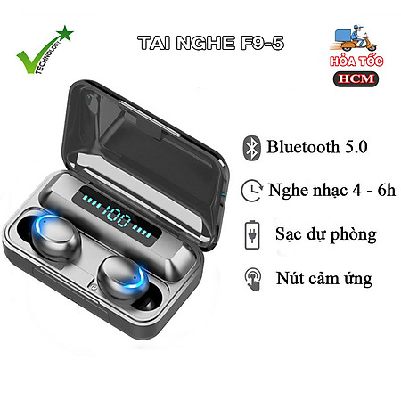 Tai Nghe Bluetooth True Wireless AMOI F9 Cảm Ứng Vân Tay, Nâng Cấp Dock Sạc có Led Báo Pin Kép - Hàng Nhập Khẩu