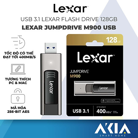 USB Lexar Jumpdrive M900 Flash Drive 128GB/ 256GB , chuẩn 3.1 , tốc độ đọc 400MB/s, tương thích PC/ MAC - Hàng chính hãng