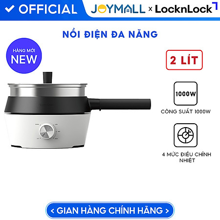 Nồi Điện Đa Năng 4 Trong 1 LocknLock 2L EJP421WHT, Hàng Chính Hãng, Nướng, Chiên, Lẩu, Hấp – JoyMall