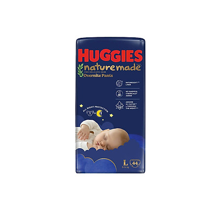 Tã quần Huggies Naturemade ban đêm L 44 miếng