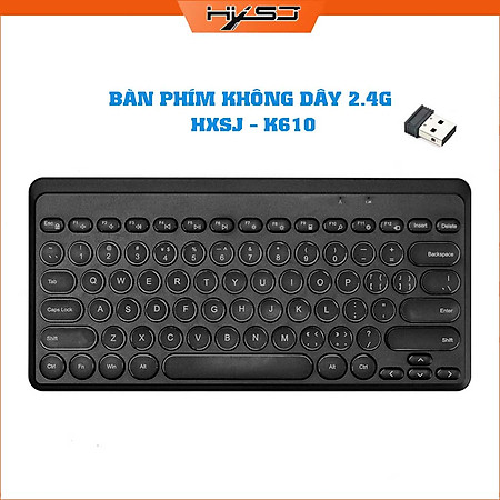 Bàn phím không dây HXSJ K610 - Kết nối 2.4G giảm ồn, gọn nhẹ dễ mang đi, phù hợp Mac/ PC/ Laptop/ Điện thoại - Hàng chính hãng