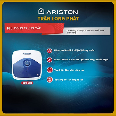 Bình nước nóng Ariston 15 lít Blu 15R 2.5 FE - Hàng Chính Hãng