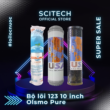 Bộ lõi số 1,2,3 Olsmo Pure 10 inch by Scitech (Lõi PP-UDF-CTO) - Dùng cho máy lọc nước RO, bộ lọc thô - Hàng chính hãng