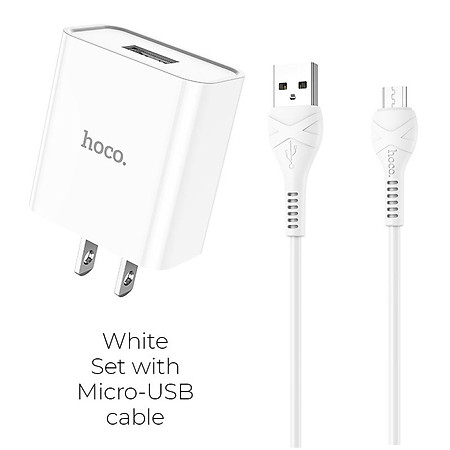 Bộ Củ Cáp Sạc Hoco C81 Kèm Cáp Micro USB- Bộ Củ Sạc Nhanh 5V/2.1A -Hàng Chính Hãng