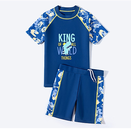 Đồ bơi bé trai, chất vải chống nắng, họa tiết khủng long, thiết kế quần áo rời phù hợp đi bơi, đi biển có size từ 12kg - 53kg