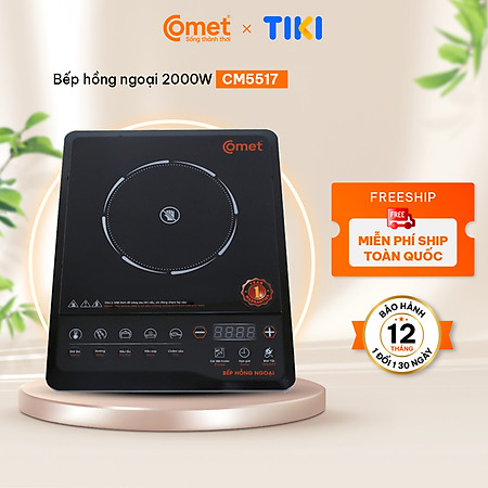 Bếp hồng ngoại Comet CM5517 – công suất 2000W, mặt kính chịu lực, đa chế độ nấu – Hàng chính hãng, bảo hành 12 tháng