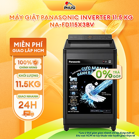 Máy giặt Panasonic Inverter 11.5 Kg NA-FD115X3BV - Mẫu mới 2025 - Hàng Chính Hãng, Mới 100%