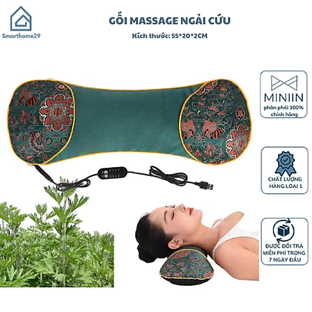 Gối Ngải Cứu Cắm Điện Làm Nóng - Giảm Đau Vai Gáy, Thư Giãn Cổ, Hương Thảo Dược - HÀNG CHÍNH HÃNG MINIIN