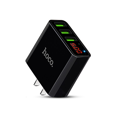 Adapter Hoco C15 củ sạc điện thoại 3 cổng USB 3A có đèn LED hiển thị dòng điện - Hàng chính hãng