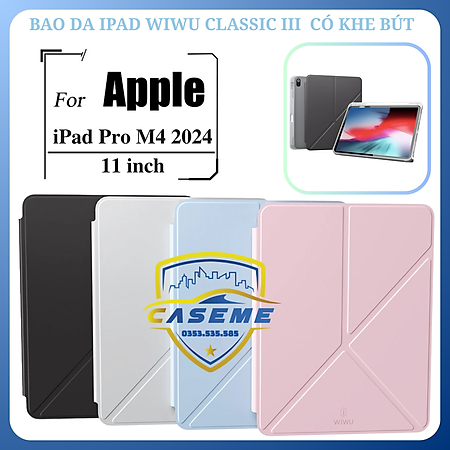 Bao da dành cho iPad Pro M4 11 inch (2024) Wi WU Classic III GF-003 – mỏng nhẹ, có khe bút, chống sốc - Hàng Chính Hãng