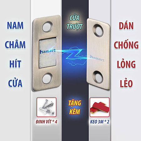 Nam Châm Hít Cửa Giữ Cố Định Ngăn Kéo Tủ Hút Dính Mạnh Keo Dán Tường Kèm Đinh Vít Tiện Lợi