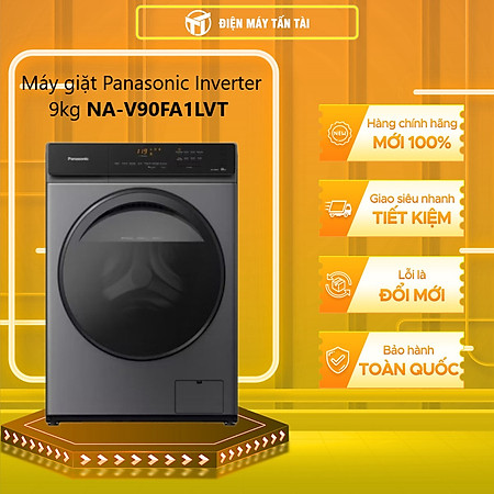Máy giặt Cửa Trước Panasonic 9kg NA-V90FA1LVT - Giặt thông minh - Giặt diệt khuẩn - Tự động vệ sinh lồng giặt & vòng đệm - Hàng chính hãng
