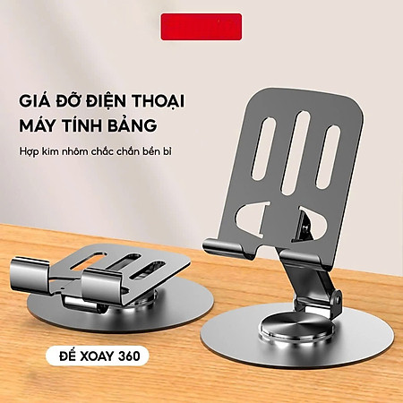 Giá đỡ điện thoại bằng kim loại xoay 360° có thể gấp gọn, chân đế vững chắc - Hàng Nhập Khẩu