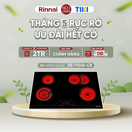 Bếp hồng ngoại Rinnai RB-7104E-CB mặt kính Schott 6000W - Hàng chính hãng.