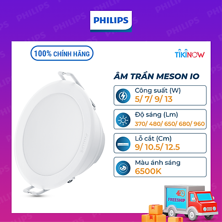 Bộ Đèn PHILIPS LED Âm Trần MESON IO Thế Hệ Mới - 5W 7W 9W 13W