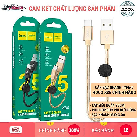 Cáp Sạc Nhanh 3.0 Type-C Hoco X35 - Siêu Ngắn Phù Hợp Pin Dự Phòng, Tương Thích Samsung, Oppo, Xiaomi,...Hàng Chính Hãng