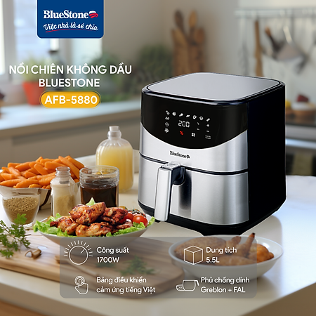 Nồi Chiên Không Dầu Điện Tử BlueStone AFB-5880 (5,5 Lít) - Hàng Chính Hãng