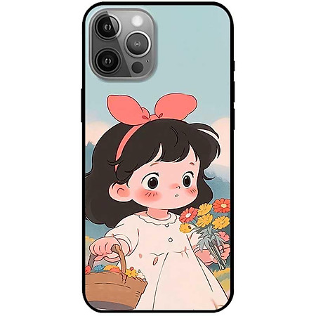 Ốp lưng cho iPhone 12 - iPhone 12 Pro - 12 Pro Max - 13 Mini - iPhone 13 - 13 Pro - 13 Pro Max - Cô Gái Nơ Hồng - Hàng Chính Hãng