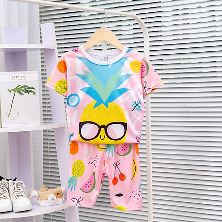 Đồ bộ bé gái, quần áo Mimykid in 3D hoạt hình và trái cây dễ thương, đáng yêu chất liệu thun dày mịn mát, được các bé gái yêu thích, thời trang, set, đồ cho trẻ em, bé gái từ 8kg-28kg