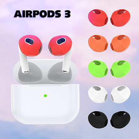 Bộ 5 Cặp vỏ bọc nút tai nghe bằng silicon mềm gợn sóng chống trượt và chống rơi cho Airpods 3 - Hàng Chính Hãng