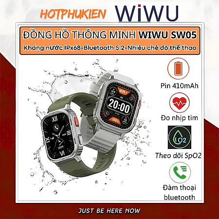 Đồng hồ thông minh smartWatch hiệu WlWU SW05 - Màn hình 2.0 inch HD TF, kháng nước IP68, Đàm thoại bluetooth 5.2,Theo dõi nhịp tim, nồng độ oxy trong máu SpO2, 100+ mặt đồng hồ, nhiều chế độ thể thao - Hàng nhập khẩu