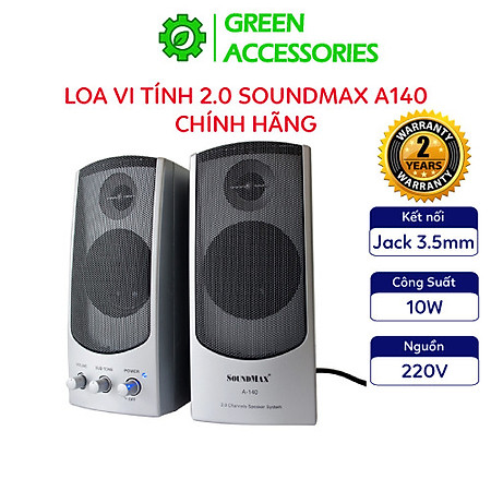 Loa vi tính 2.0 SoundMax A140 Tổng Công Suất 10W - BH 12 Tháng - Hàng Nhập Khẩu
