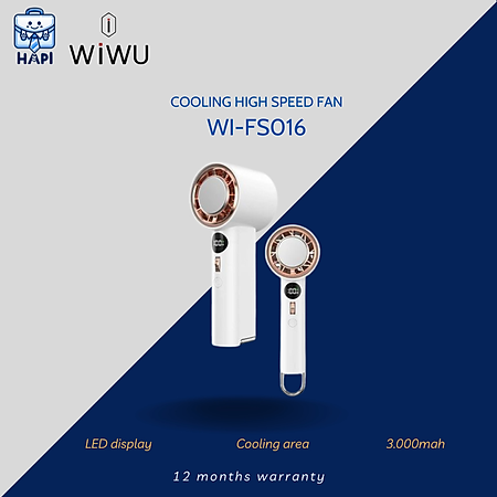 Quạt cầm tay mini hàng chính hãng WiWU Cooling High Speed Fan Wi-FS016: Thiết kế sang trọng, có sò lạnh, tốc độ gió cao