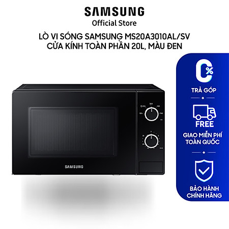 Lò vi sóng SAMSUNG MS20A3010AL/SV Cửa kính toàn phần 20L, Màu Đen - Hàng chính hãng