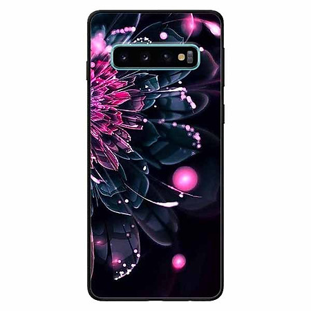 Ốp lưng in cho Samsung S10 Plus Mẫu Mẫu Đơn Hồng Đen