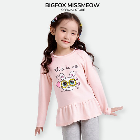 Bộ bé gái BIGFOX - MISS MEOW thu đông  size đại, bộ dài tay cho bé phong cách Hàn Quốc in thỏ đeo kính THIS IS ME 11 - 38 kg