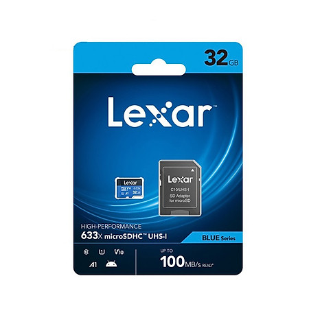 Thẻ nhớ MicroSD Lexar 32/64/128 GB Class 10, U1, V10, A1 633X Tốc Độ 100mb/s - Hàng Chính Hãng