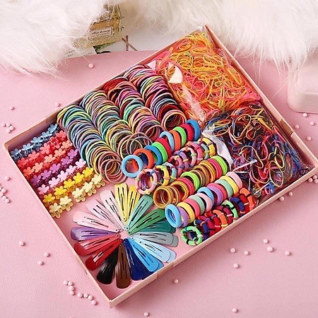 Hộp kẹp tóc 780 món cho bé SET 780 CHI TIẾT CỘT KẸP TÓC CHO BÉ-dây buộc tóc bé gái-kẹp tóc bé gái