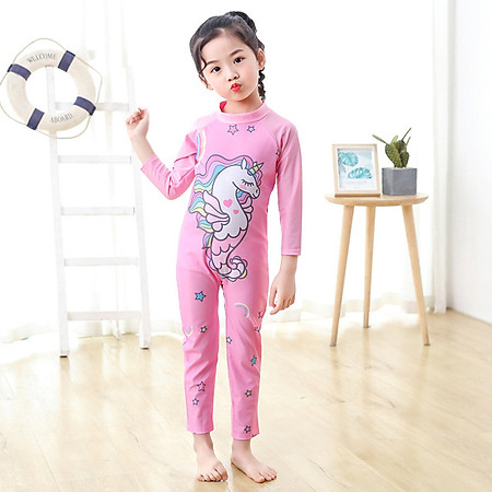 Đồ bơi bé gái liền thân single Unicon size từ 15kg đến 33kg