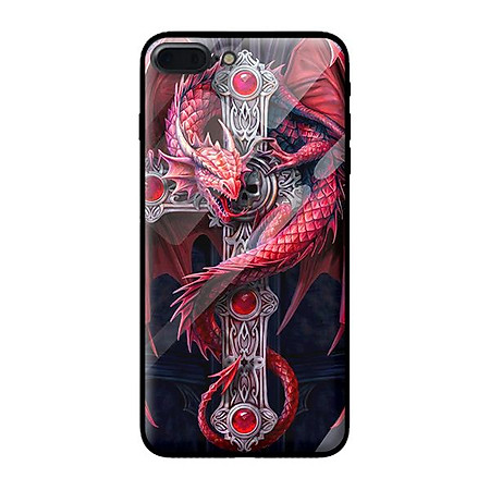 Ốp kính cho iPhone 8 Plus mẫu RỒNG ĐỎ 2 - Hàng chính hãng